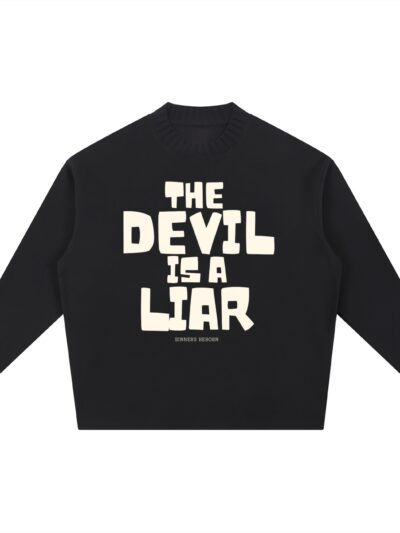 The Devil Is A Liar - Knitted Round Neck Oversize Sweatshirt