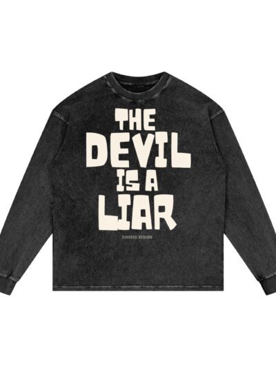 The Devil Is A Liar - Acid Wash Oversize Long Sleeve T-Shirt